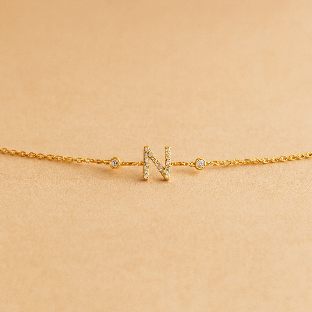 Single Letter Bracelet-Bracelets-Anushka Jain Jewellery