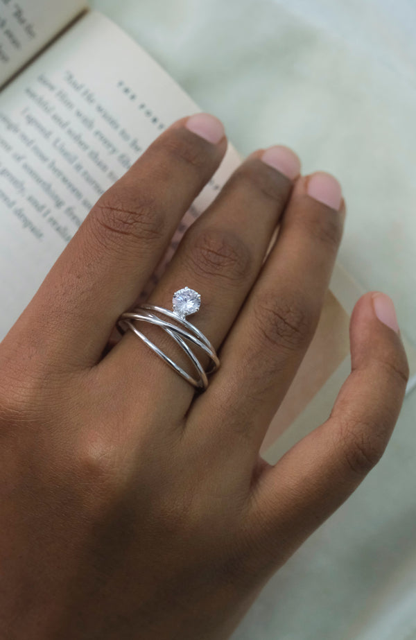 Spiral Diamond Ring-Rings-Anushka Jain Jewellery
