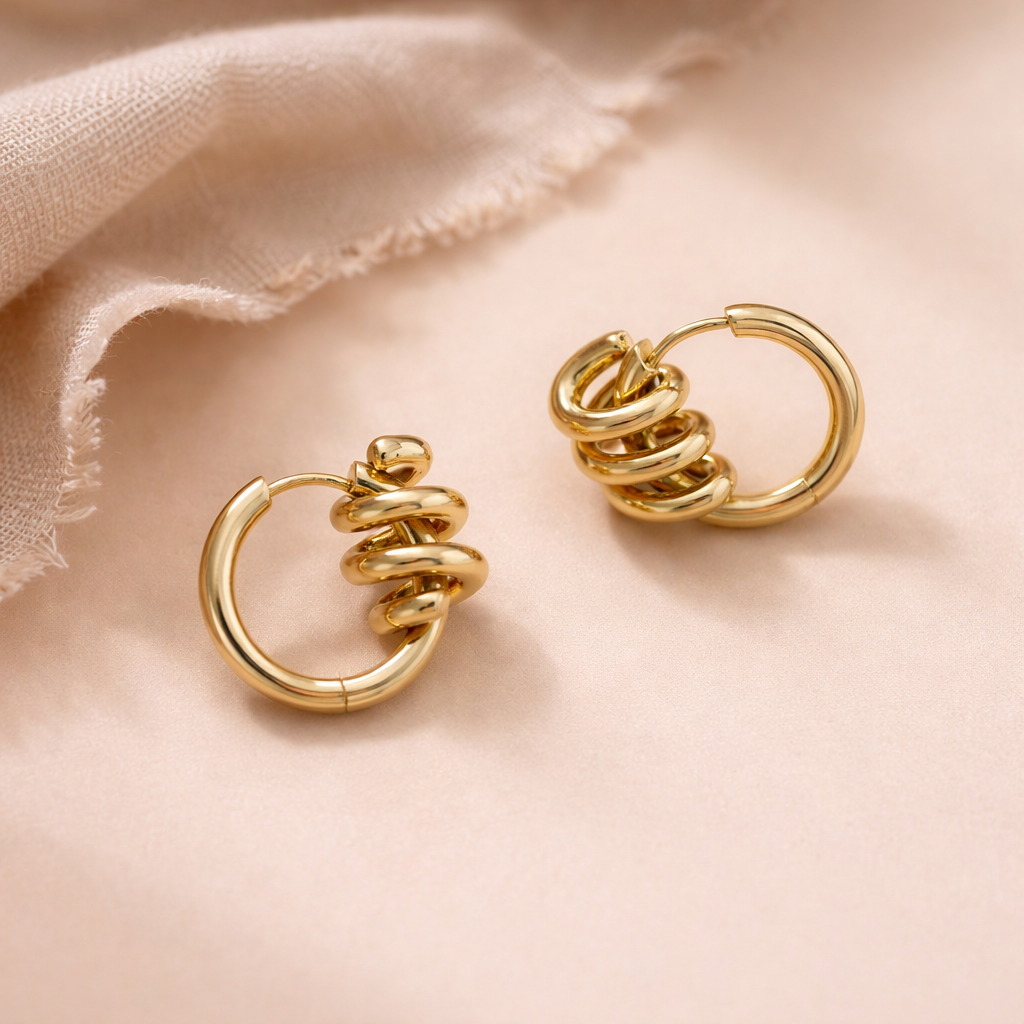 Spiral Interlocked Hoops-Anushka Jain Jewellery