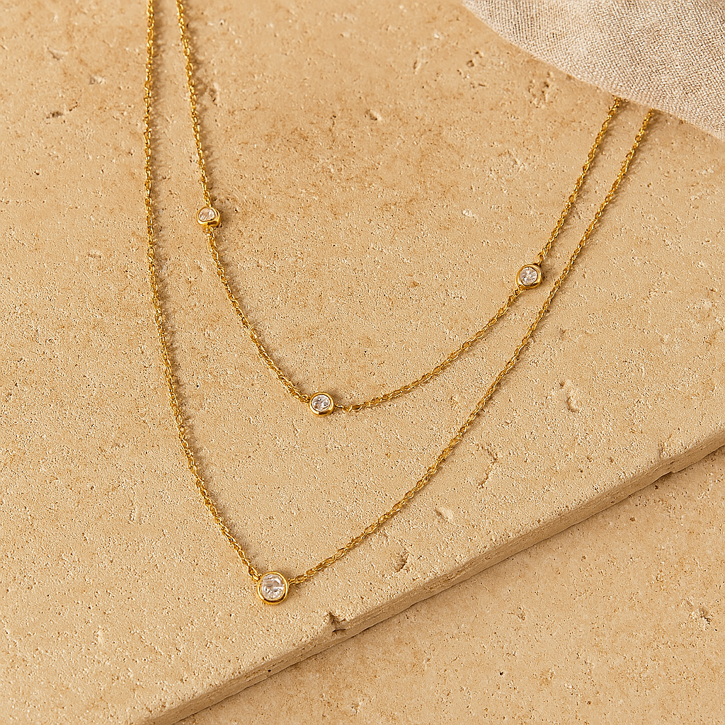 Stacked Diamond Essential Necklace-Necklaces-Anushka Jain Jewellery
