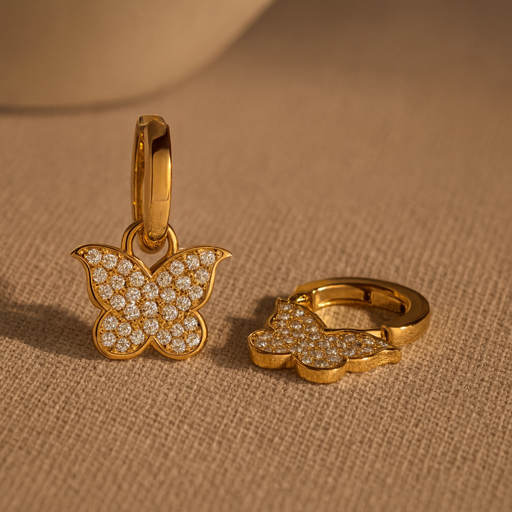 Studded Butterfly Huggies-Huggie-Anushka Jain Jewellery