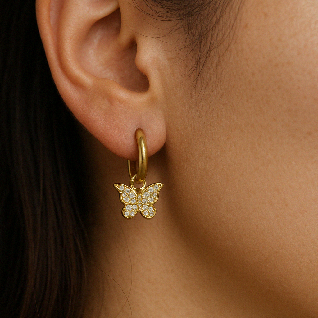 Studded Butterfly Huggies-Huggie-Anushka Jain Jewellery