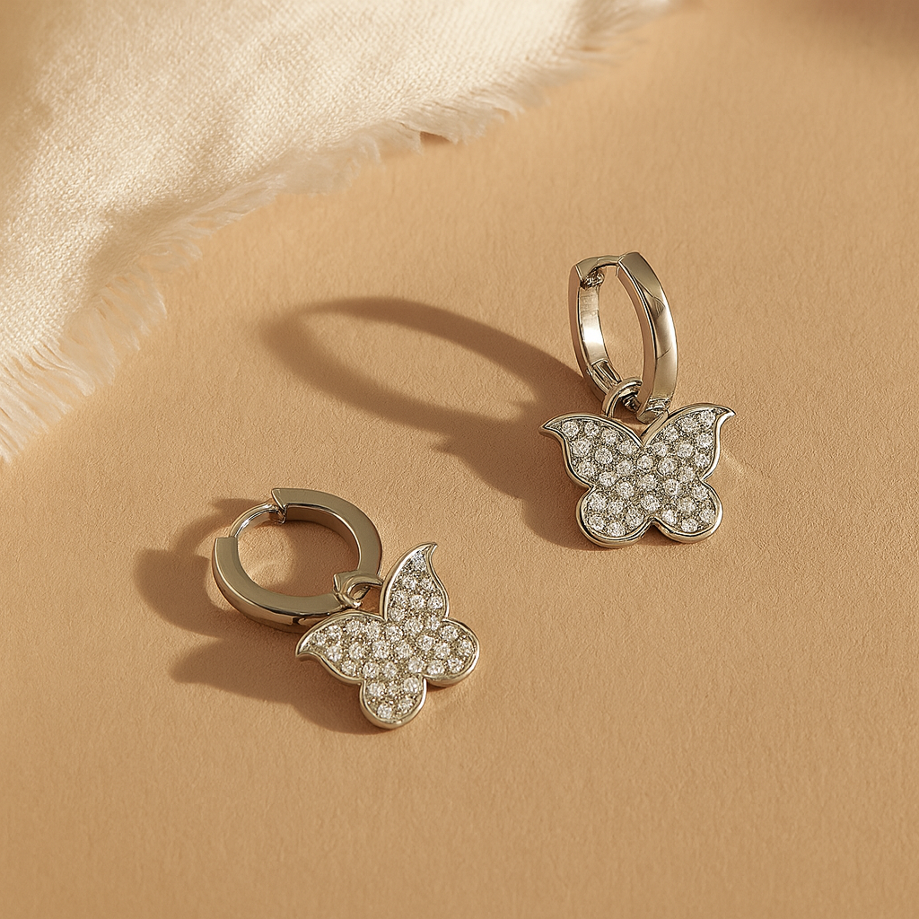 Studded Butterfly Huggies-Huggie-Anushka Jain Jewellery