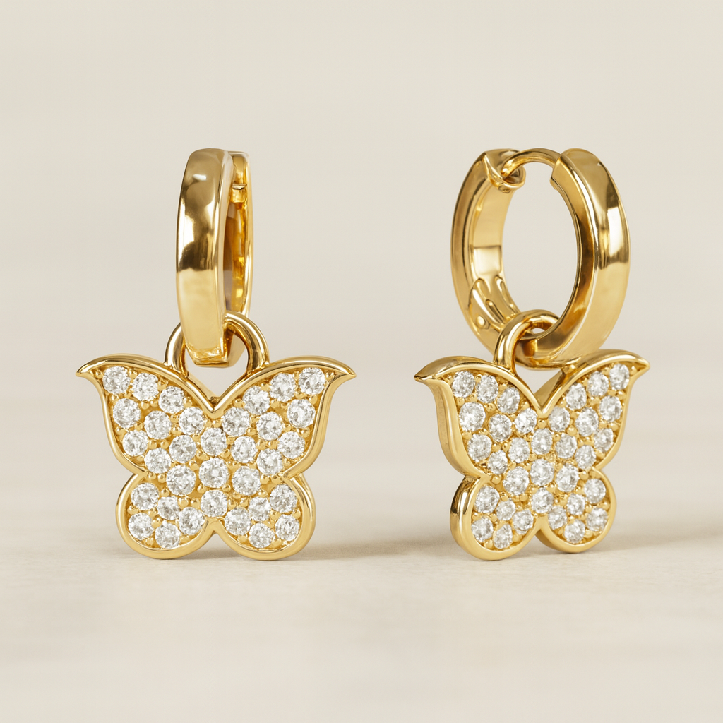 Studded Butterfly Huggies-Huggie-Anushka Jain Jewellery
