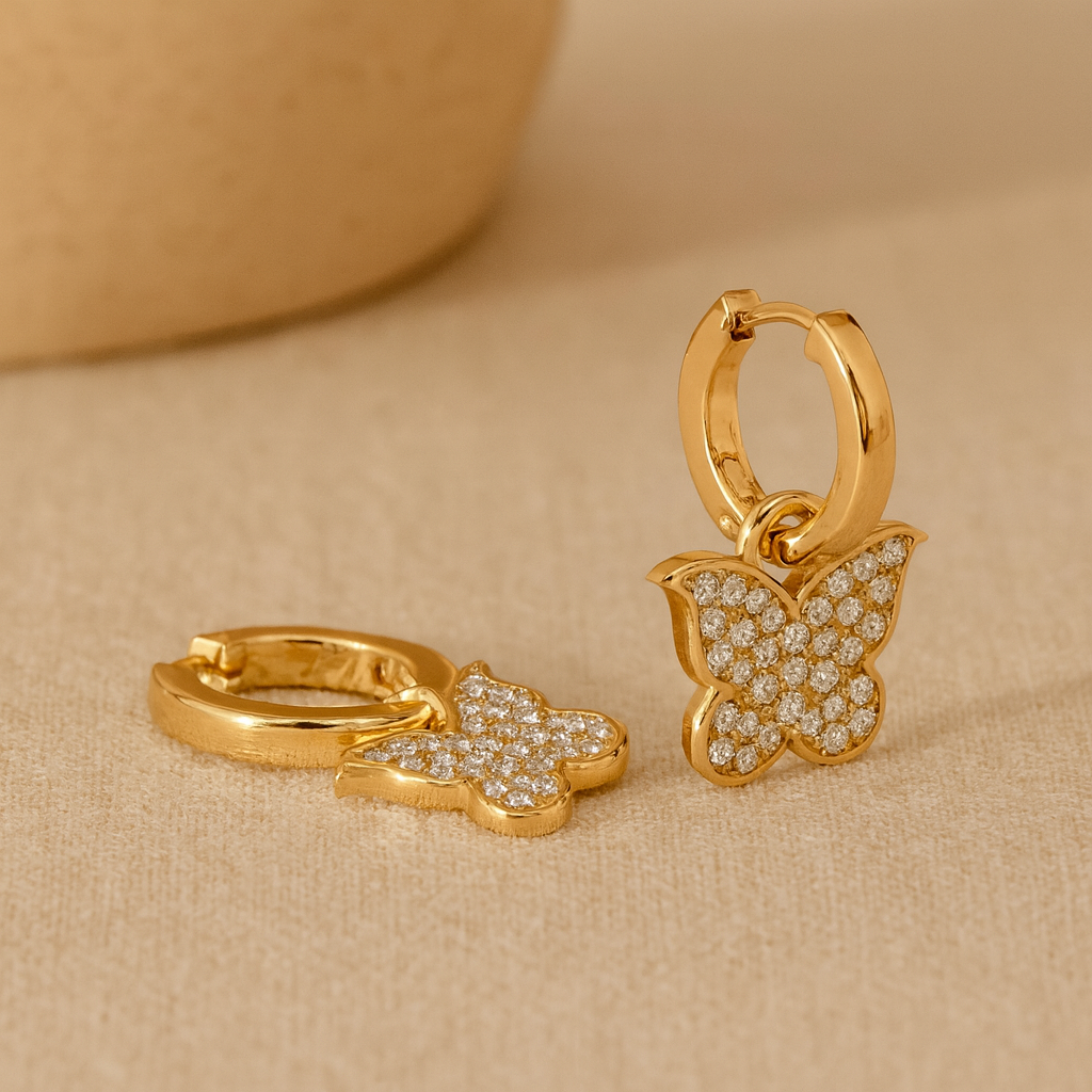 Studded Butterfly Huggies-Huggie-Anushka Jain Jewellery