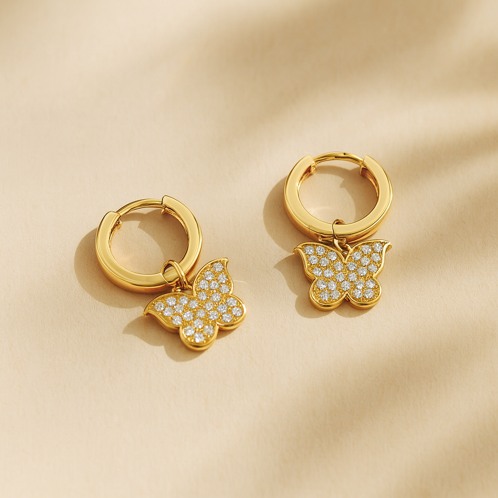 Studded Butterfly Huggies-Huggie-Anushka Jain Jewellery