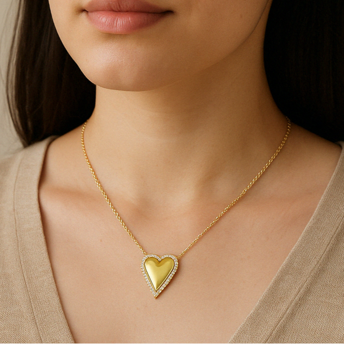 Studded Heart Necklace-Pendants-Anushka Jain Jewellery