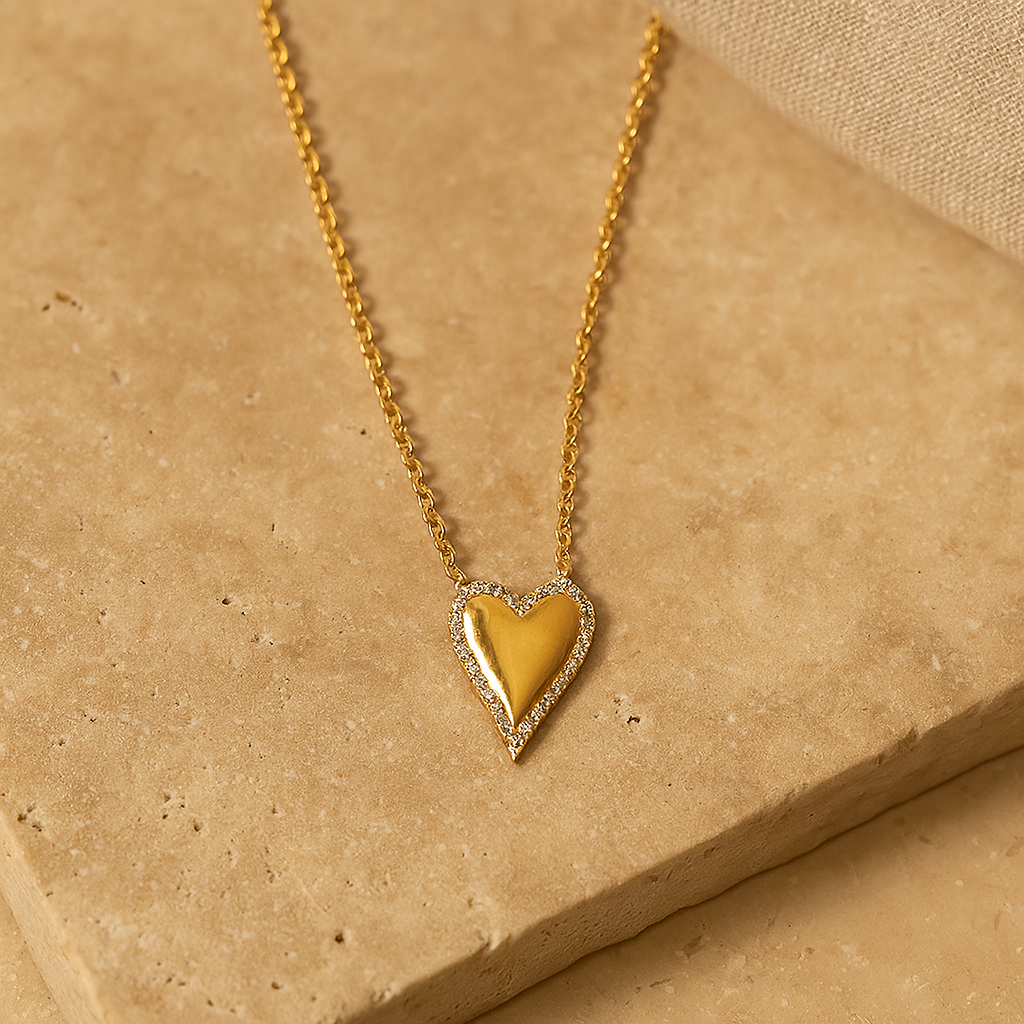 Studded Heart Necklace-Pendants-Anushka Jain Jewellery