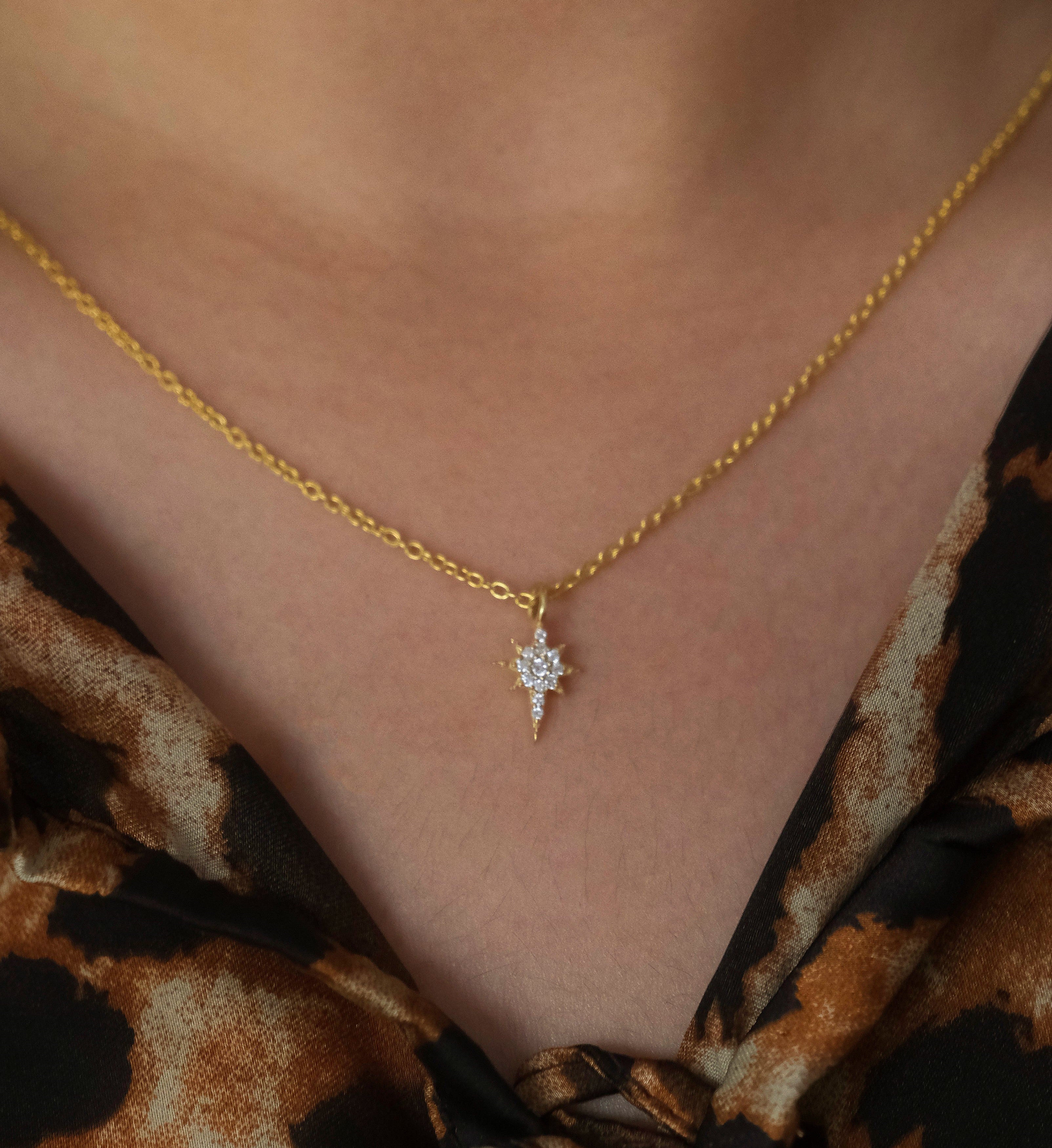 Studded North Star Necklace-Pendants-Anushka Jain Jewellery