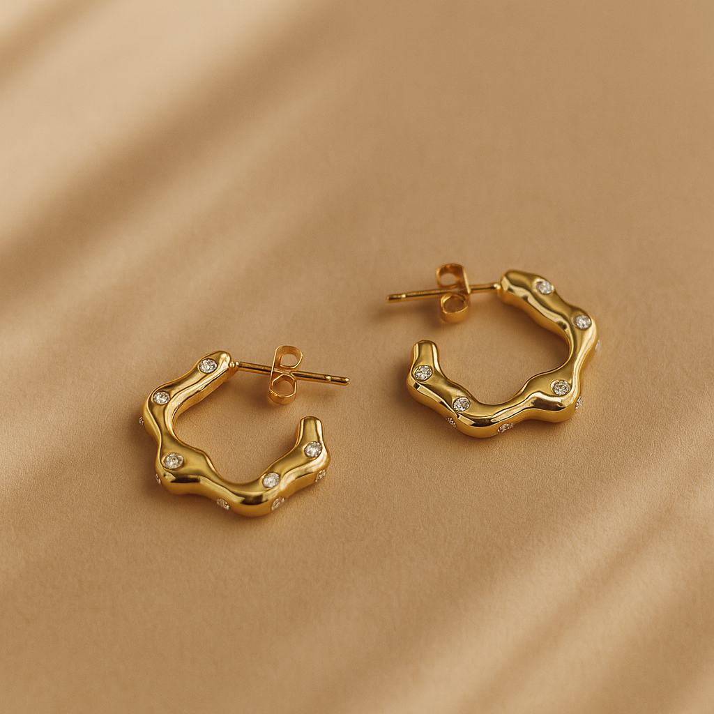 Studded Wave Hoops-Hoops-Anushka Jain Jewellery