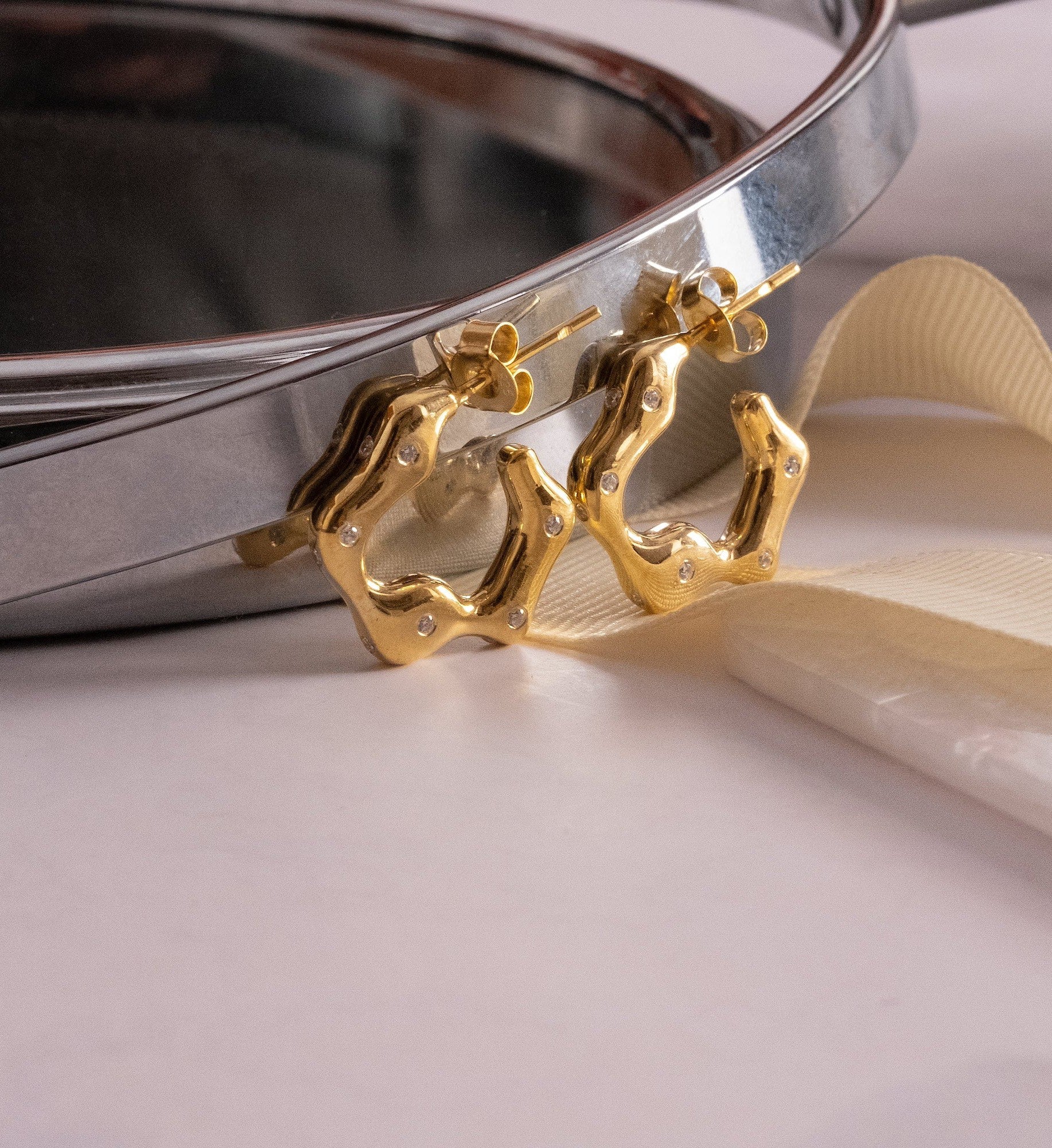 Studded Wave Hoops-Hoops-Anushka Jain Jewellery