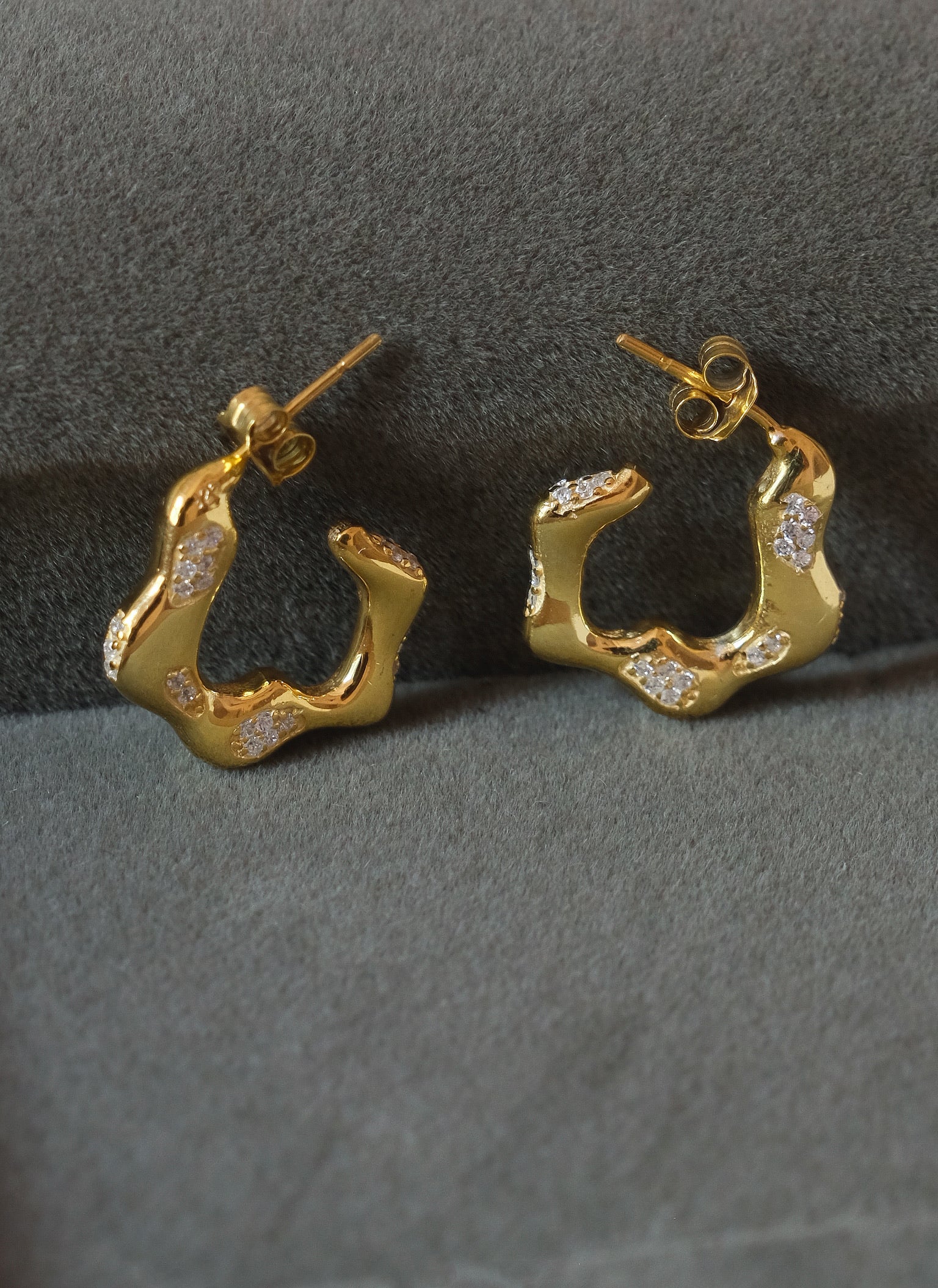 Studded Wave Hoops-Hoops-Anushka Jain Jewellery