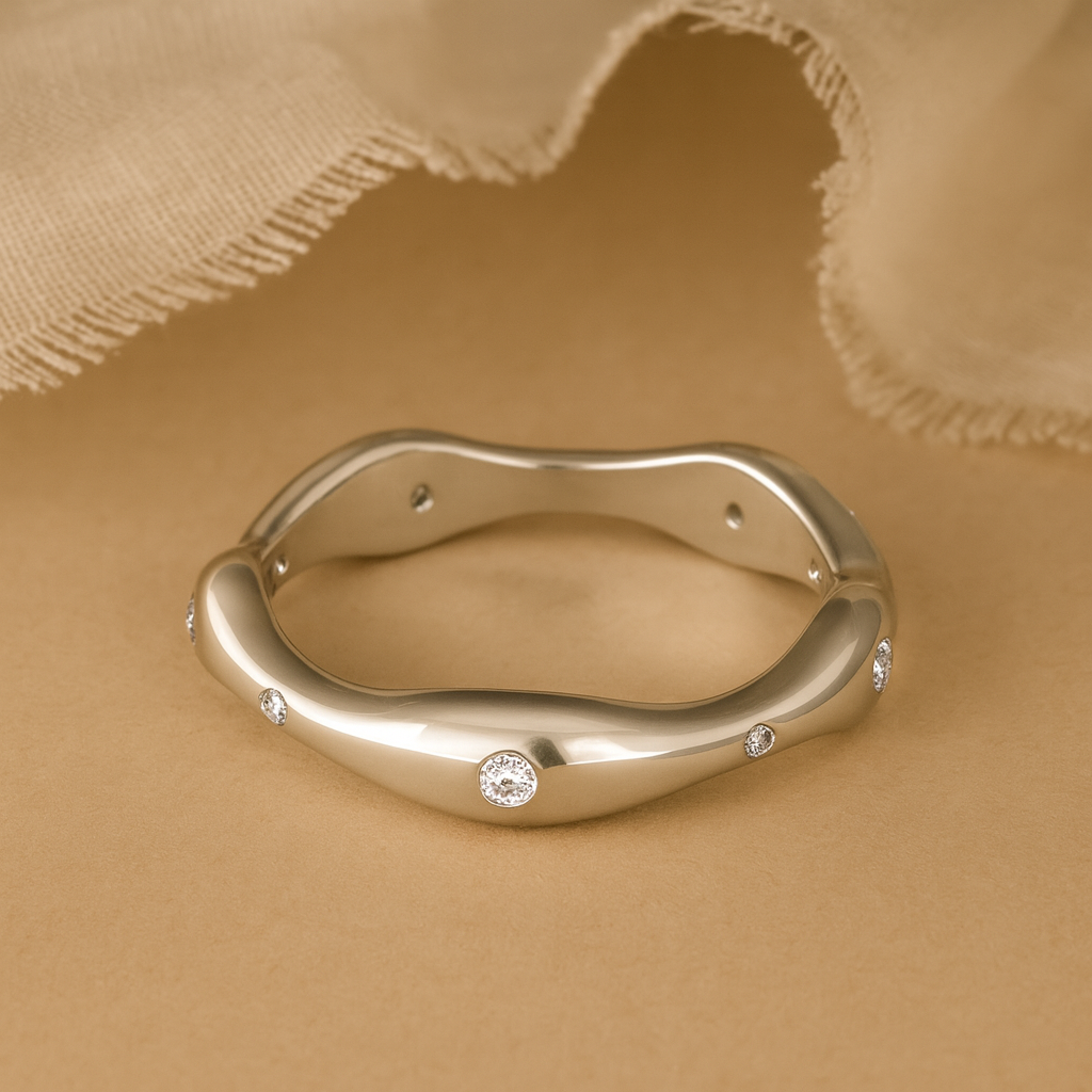 Studded Wave Ring-Rings-Anushka Jain Jewellery