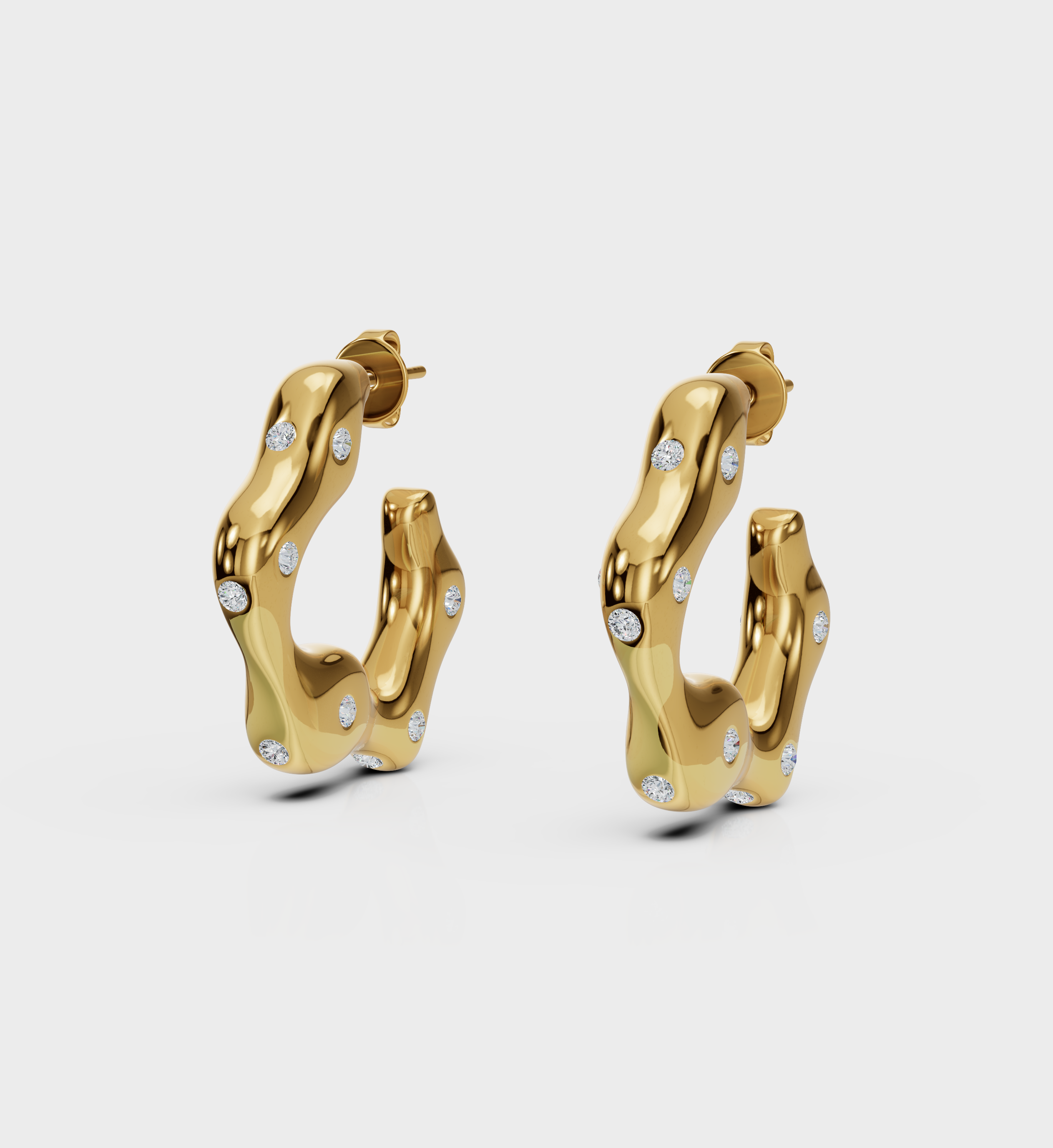 Studded Wave Hoops