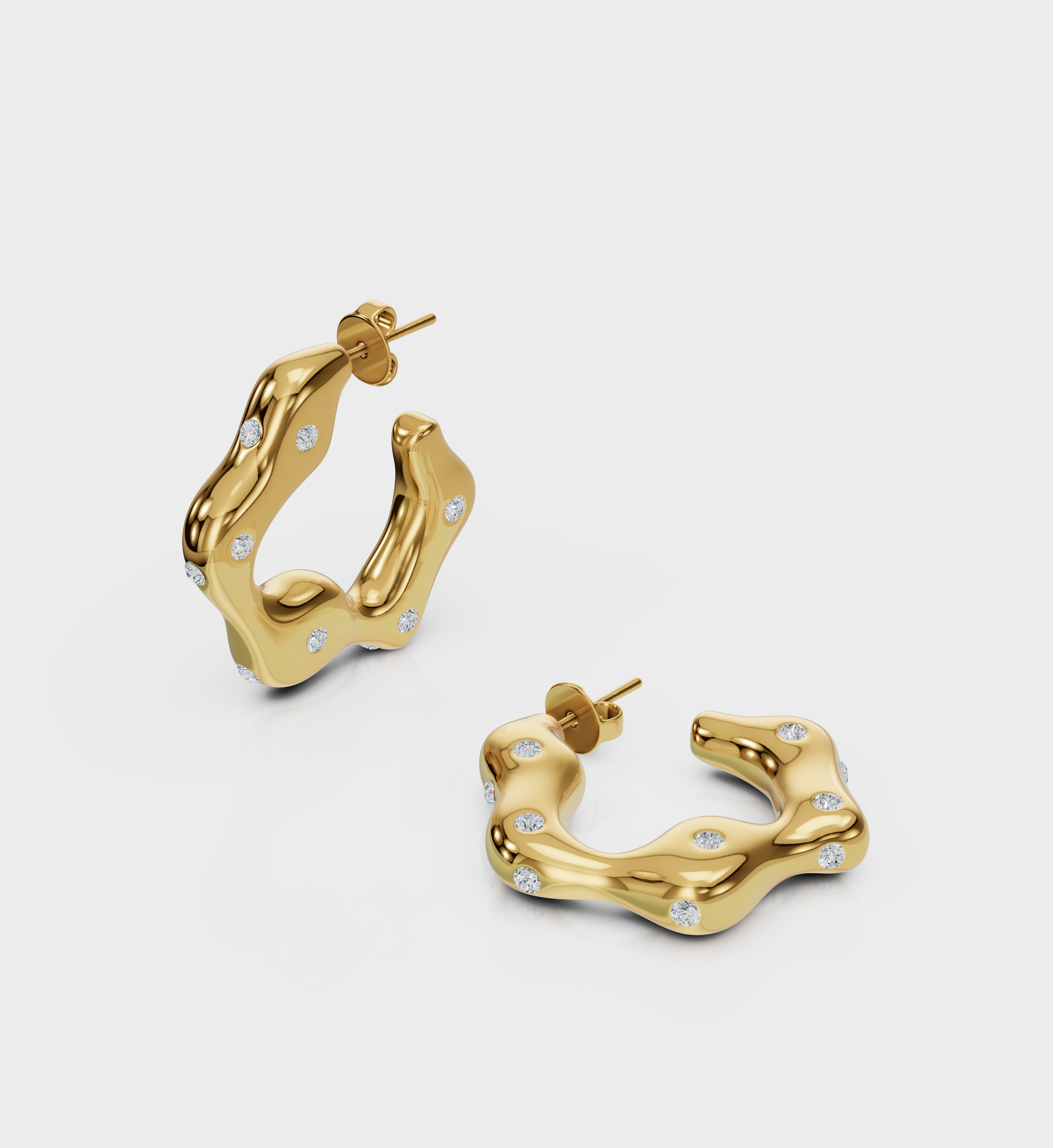 Studded Wave Hoops