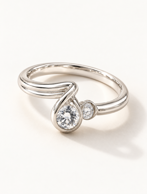Teardrop Bezel CZ Ring