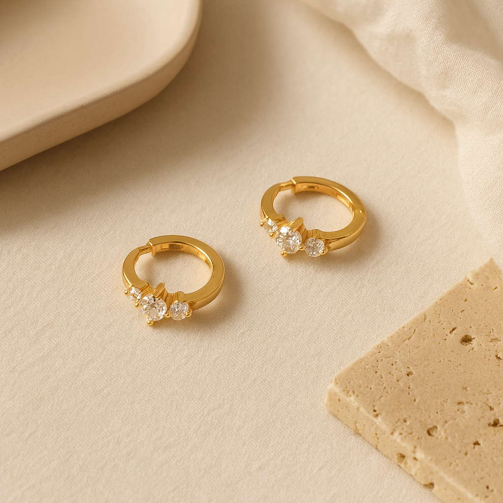 Tri Diamond Mini Huggie-Anushka Jain Jewellery