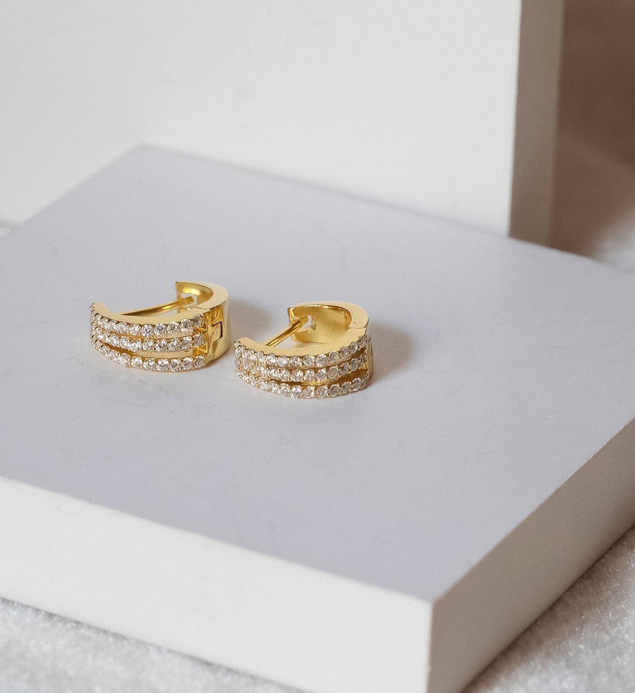 Tri Line Huggies-Huggie-Anushka Jain Jewellery