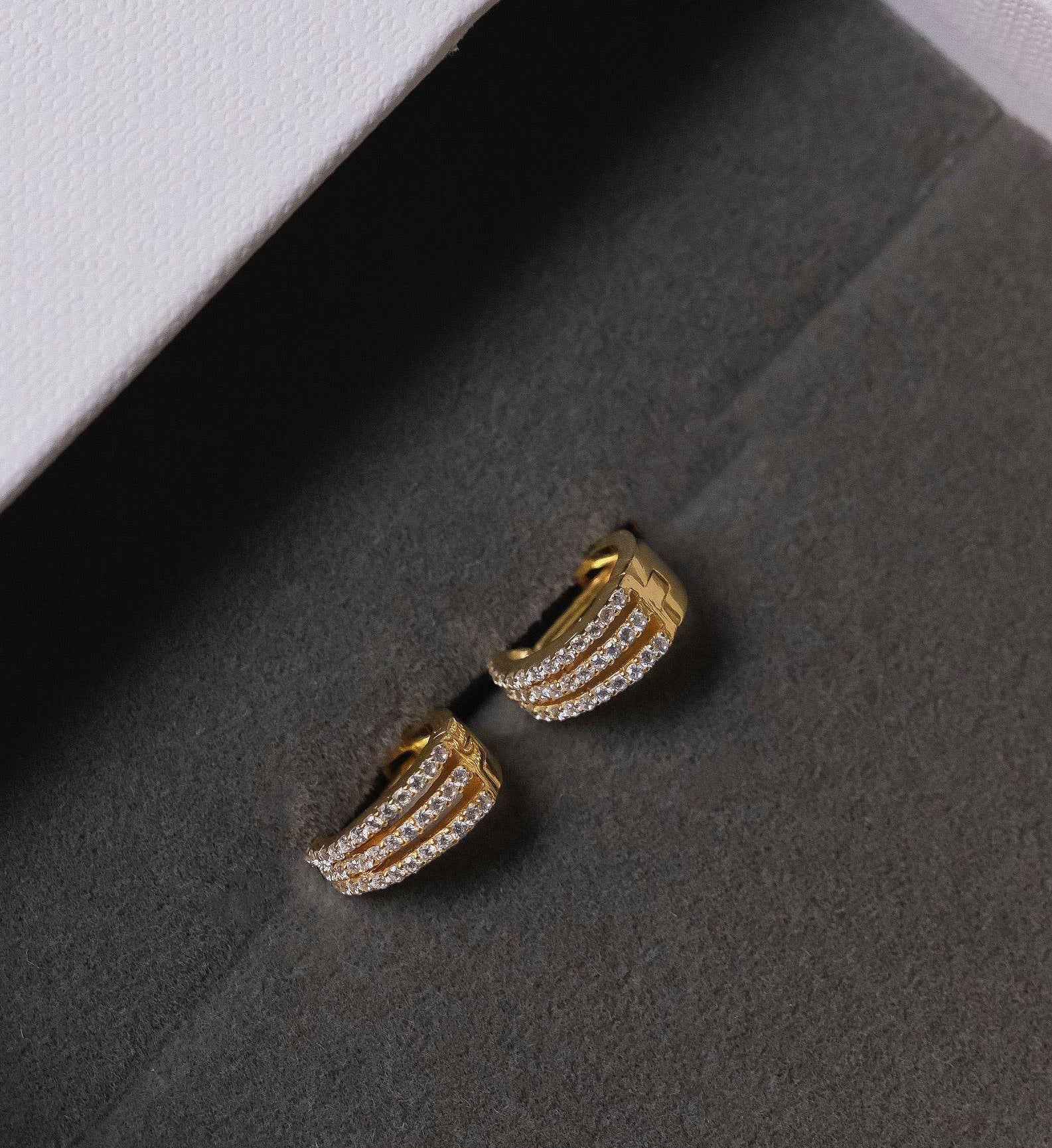 Tri Line Huggies-Huggie-Anushka Jain Jewellery