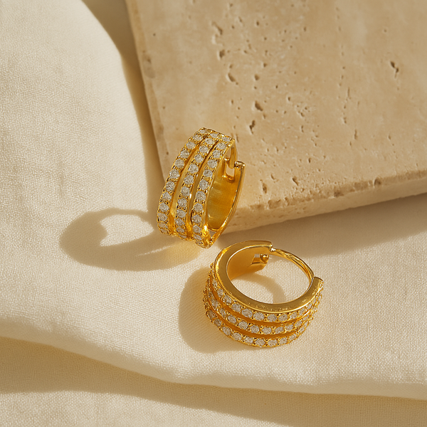 Tri Line Huggies-Huggie-Anushka Jain Jewellery