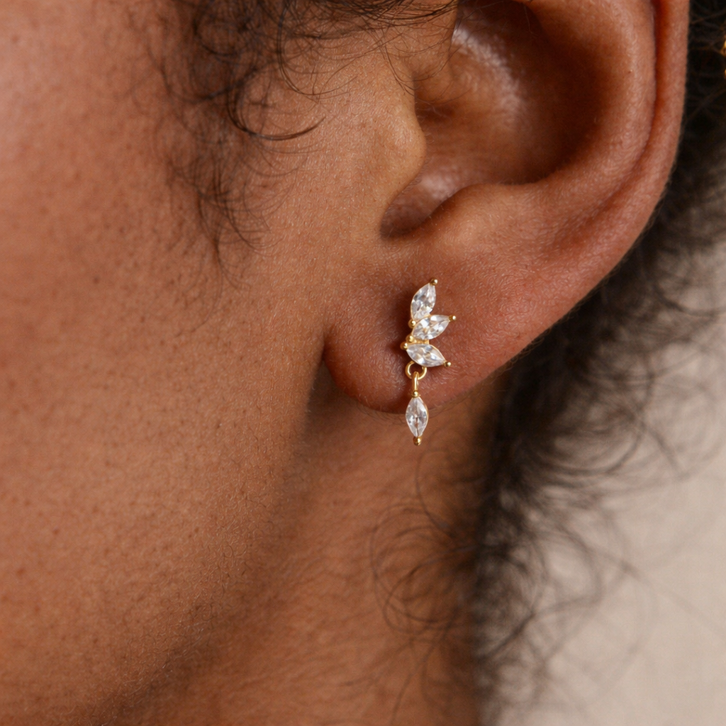 Tri Marquise Drop Stud-Anushka Jain Jewellery