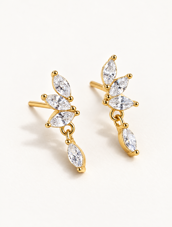 Tri Marquise Drop Stud