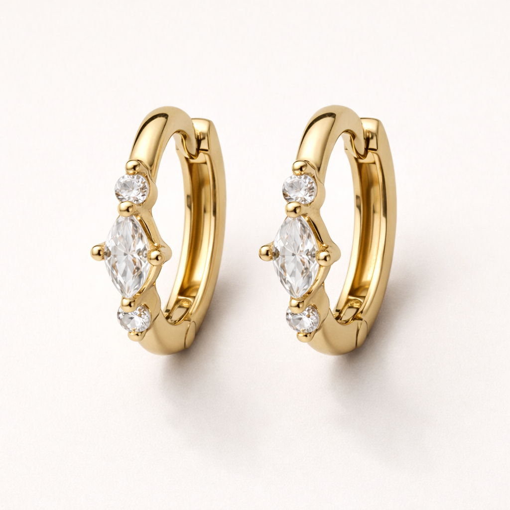 Tri Marquise Huggie-Anushka Jain Jewellery