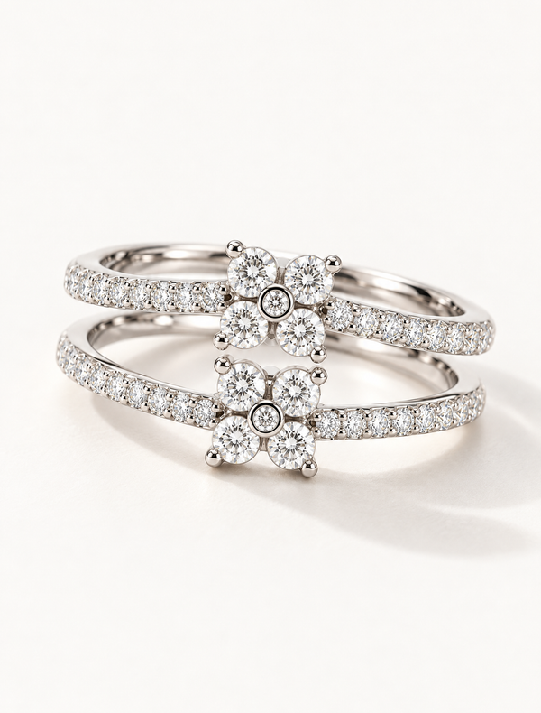 Twin Blossom Spark Ring