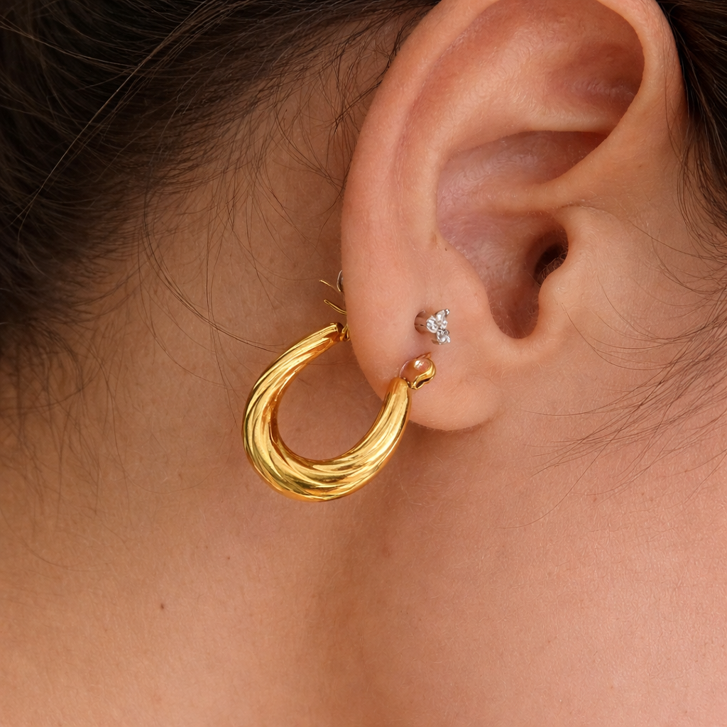 Twisted Baali Hoops-Anushka Jain Jewellery