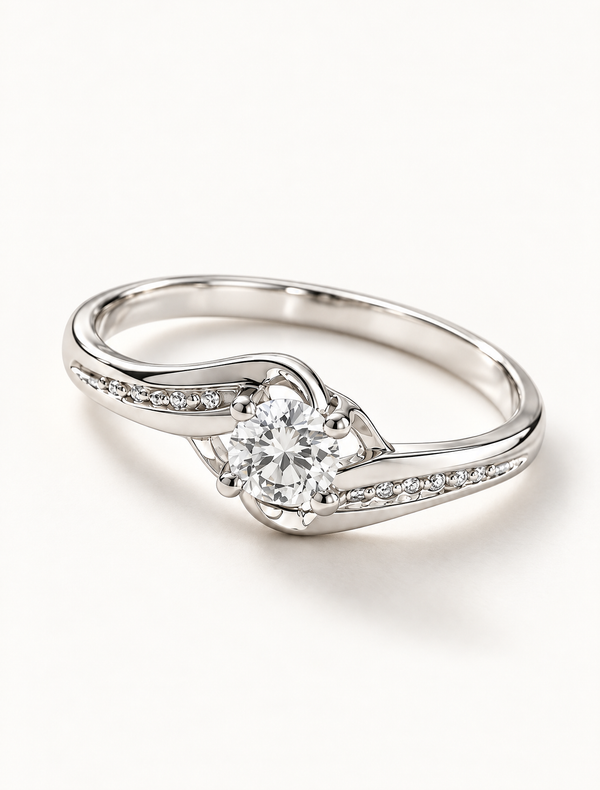 Twisted Heart Solitaire Ring