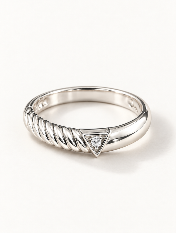 Twisted Triangle Solitaire Ring