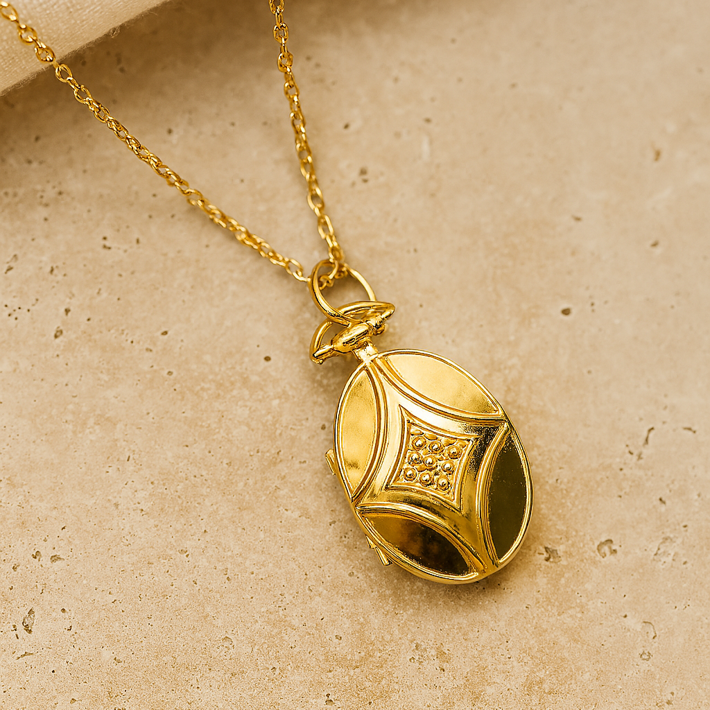 Vintage Oval Locket Necklace-Lockets-Gold Vermeil-Anushka Jain Jewellery