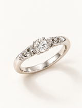Vintage Scroll Solitaire Ring