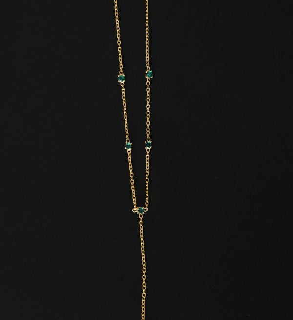 Emerald Lariat Necklace-Lariats-Anushka Jain Jewellery