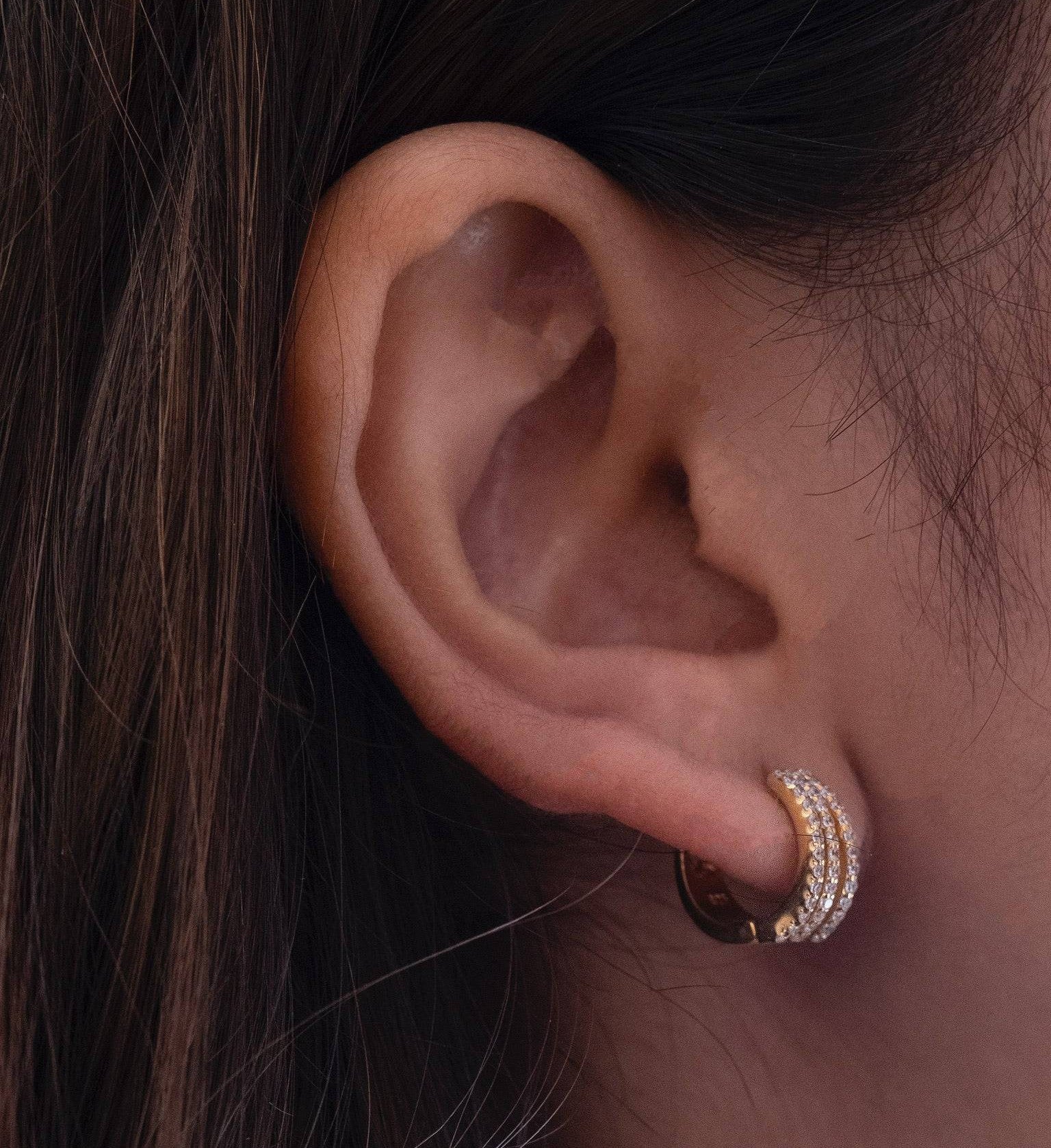 Tri Line Huggies-Huggie-Anushka Jain Jewellery