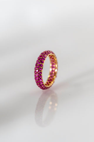 Pink Sapphire Studded Ring Yellow Gold