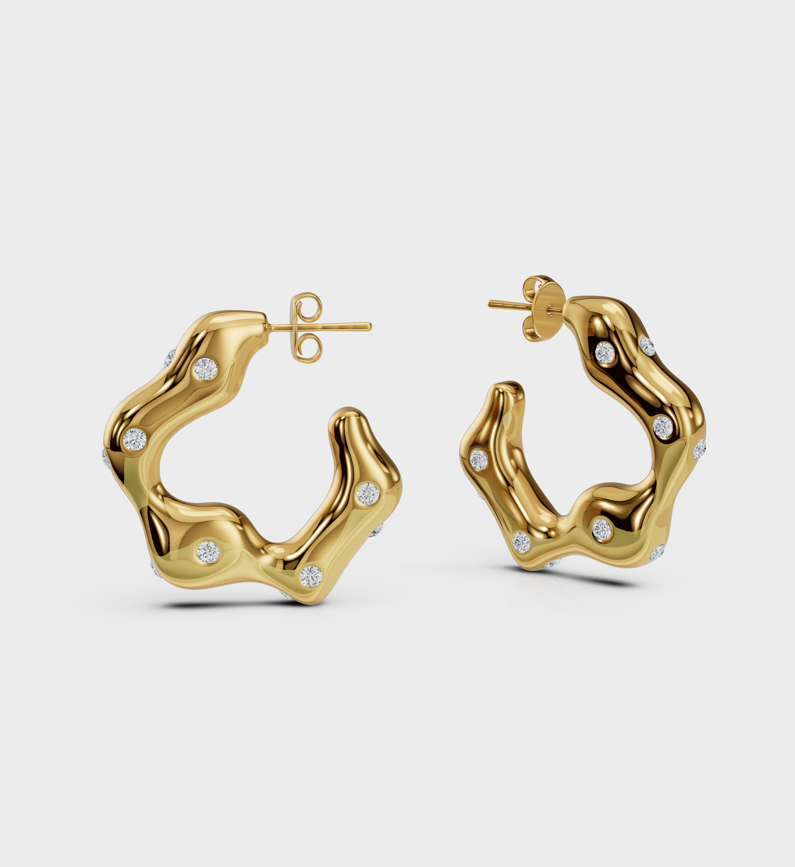 Studded Wave Hoops