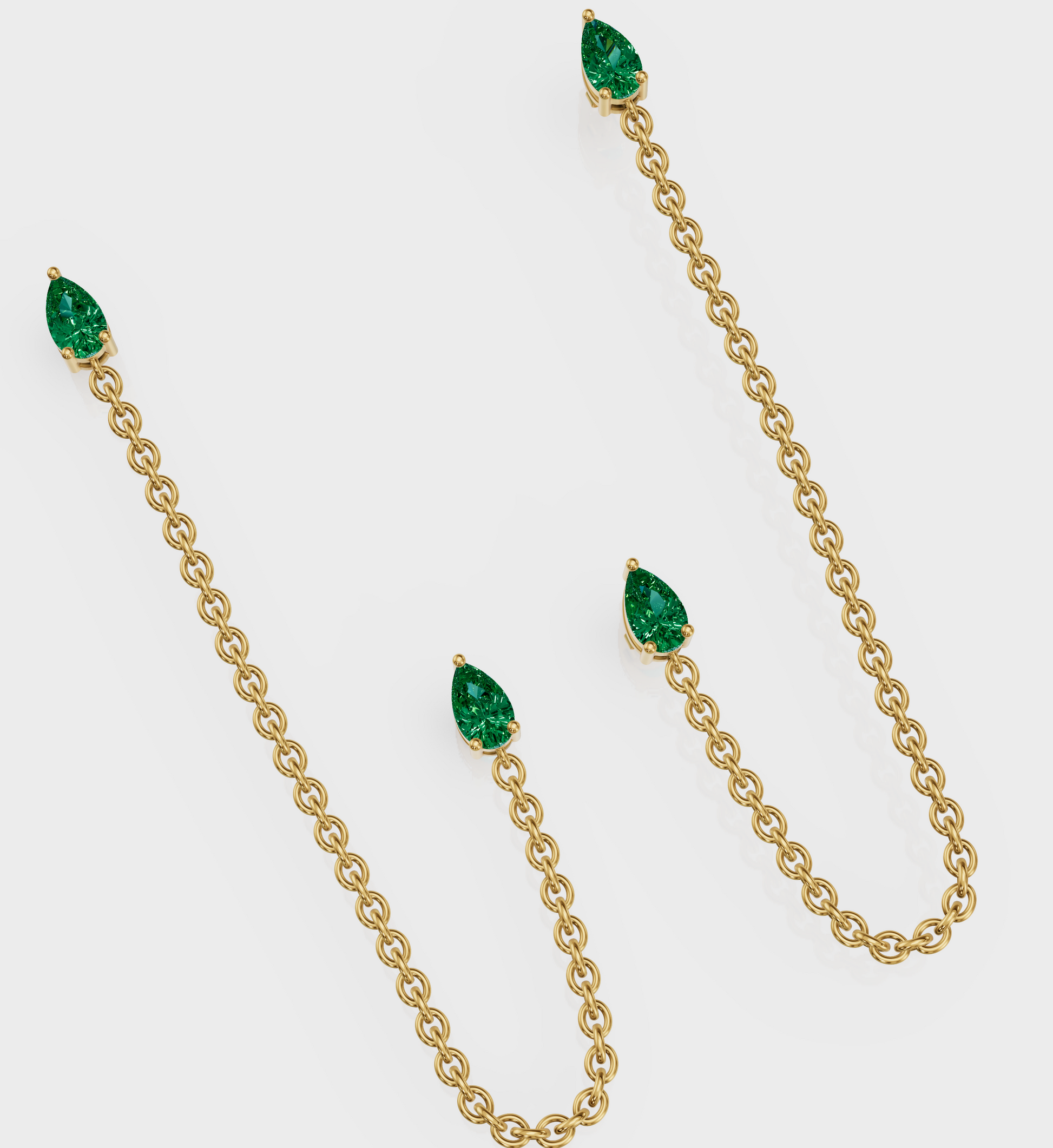 Emerald Drop Ear Chain