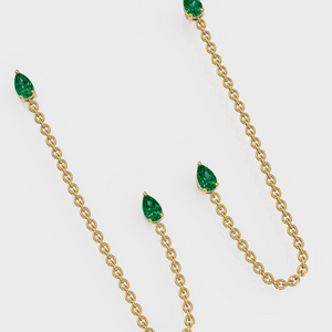 Emerald Drop Ear Chain