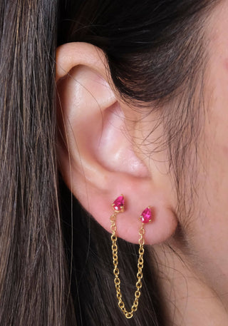 Ruby Drop Ear Chain