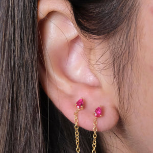 Ruby Drop Ear Chain