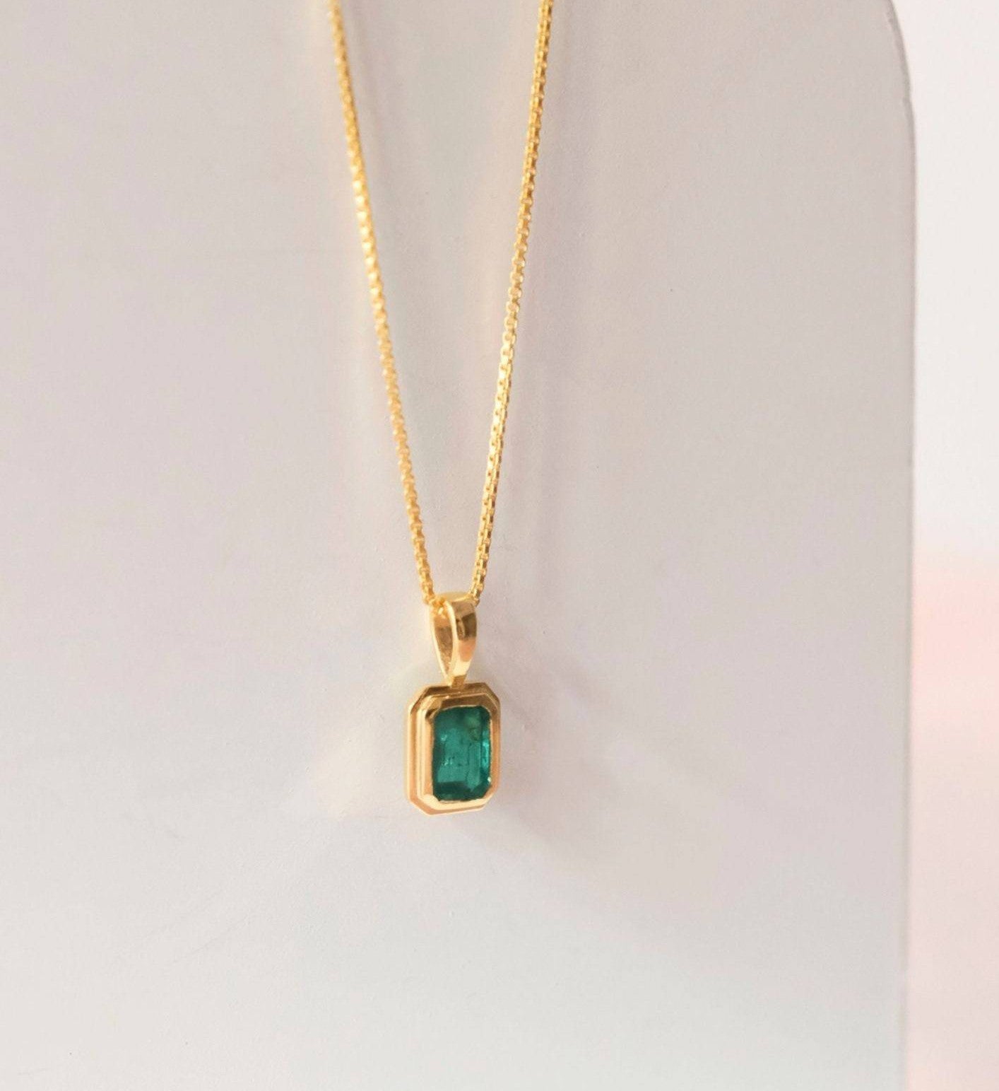 14K Emerald Charm Necklace