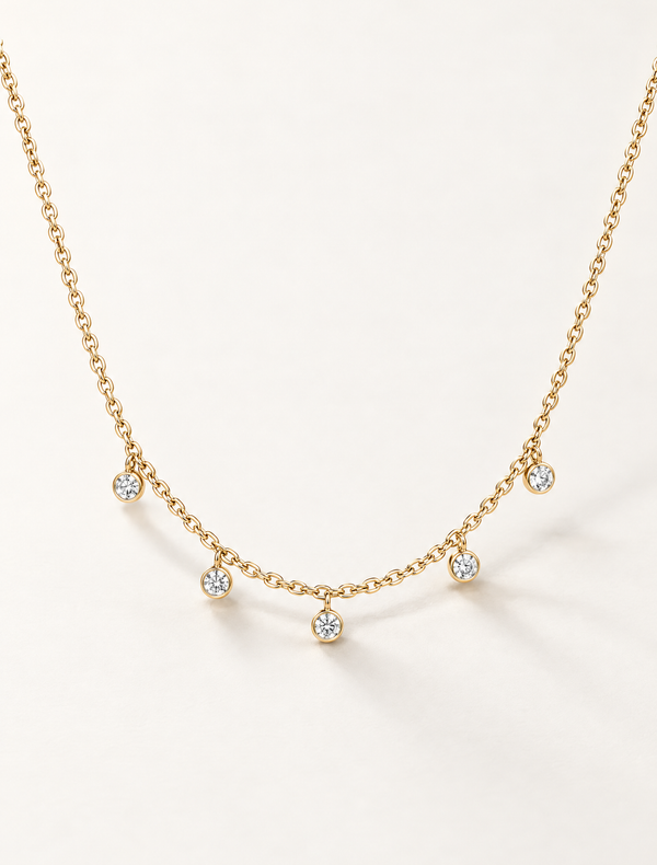 14K Diamond Droplet Necklace