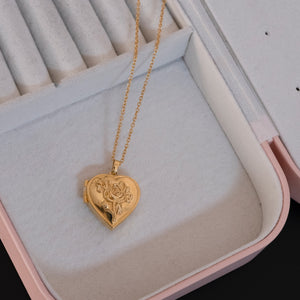 Floral Heart Locket Necklace