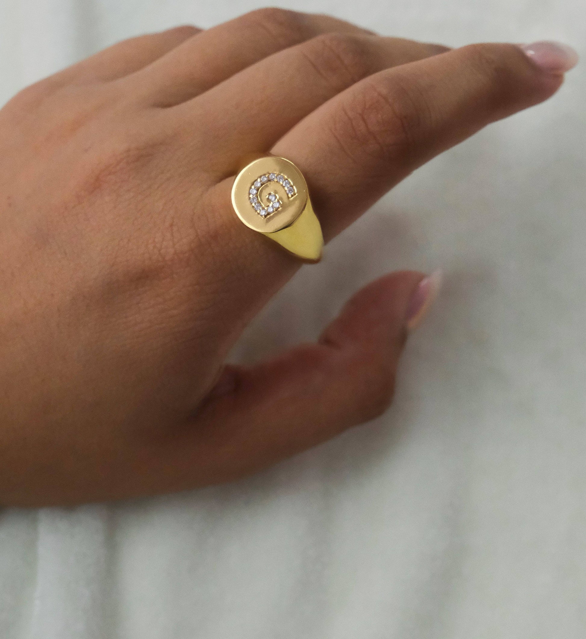 Initial Diamond Signet Ring