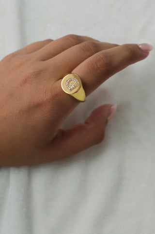 Initial Diamond Signet Ring