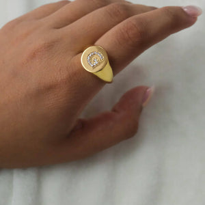 Initial Diamond Signet Ring