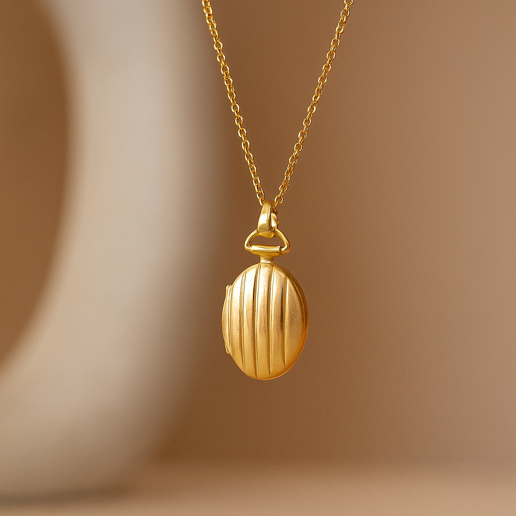 Vintage Stripe Locket Necklace