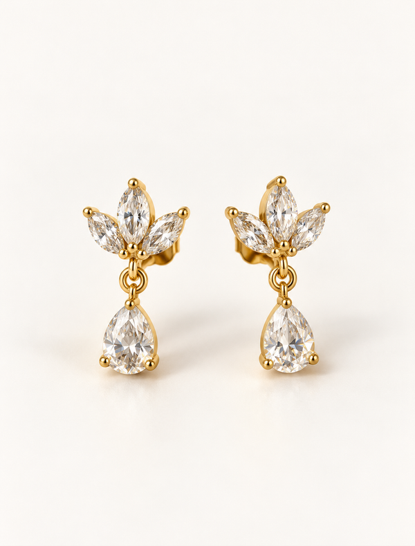 Lotus Pear Drop Earring
