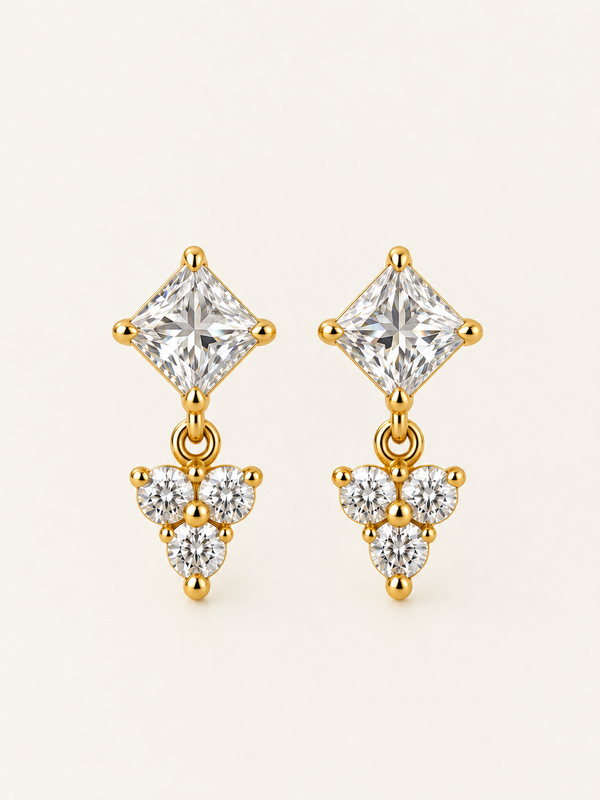 Square Trinity Drop Earring